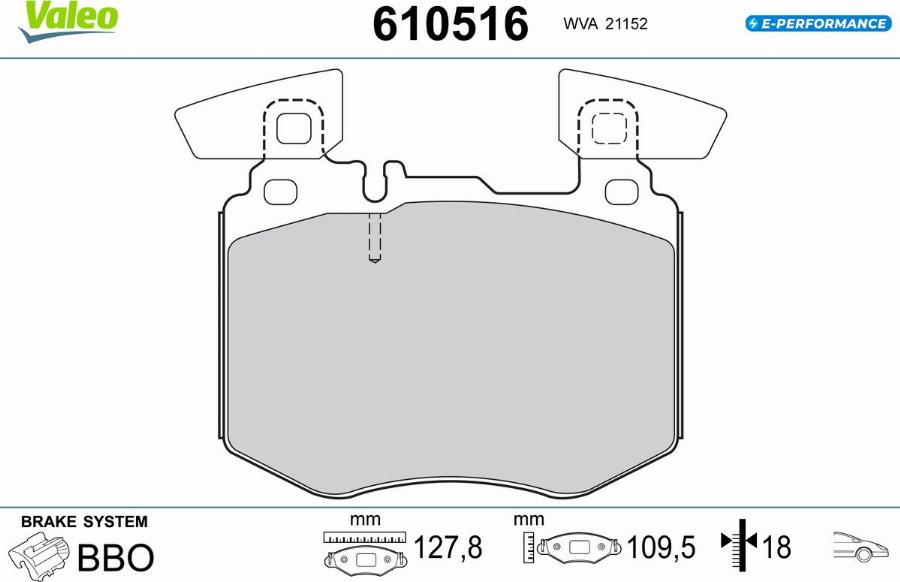 Valeo 610516 - Kit pastiglie freno, Freno a disco autozon.pro