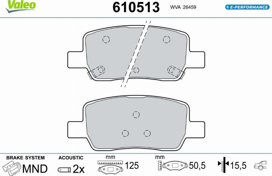 Valeo 610513 - Kit pastiglie freno, Freno a disco autozon.pro