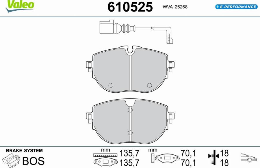 Valeo 610525 - Kit pastiglie freno, Freno a disco autozon.pro