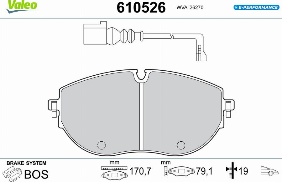 Valeo 610526 - Kit pastiglie freno, Freno a disco autozon.pro