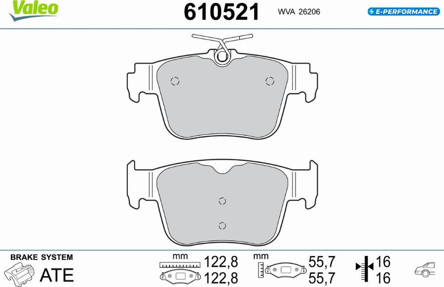 Valeo 610521 - Kit pastiglie freno, Freno a disco autozon.pro