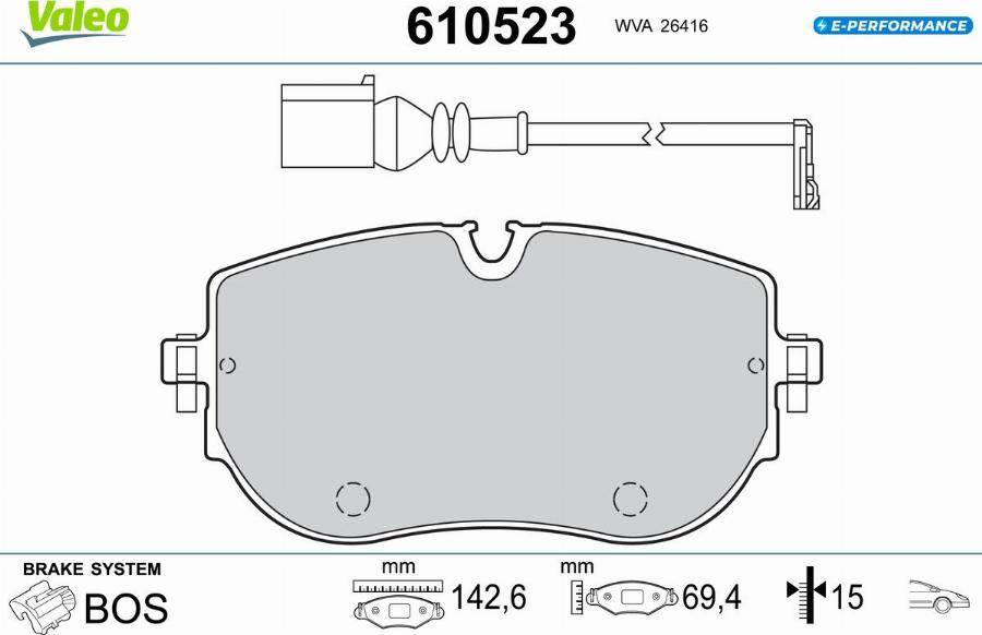 Valeo 610523 - Kit pastiglie freno, Freno a disco autozon.pro