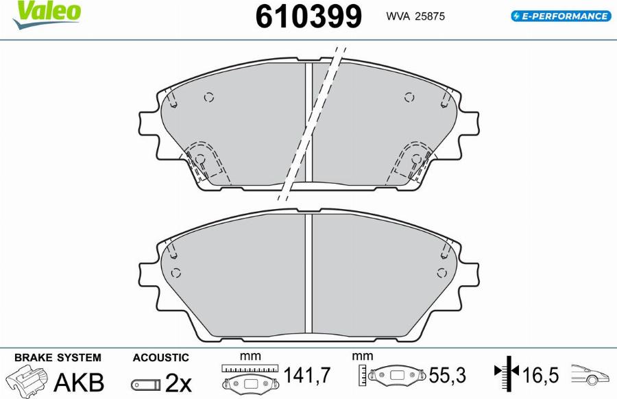 Valeo 610399 - Kit pastiglie freno, Freno a disco autozon.pro