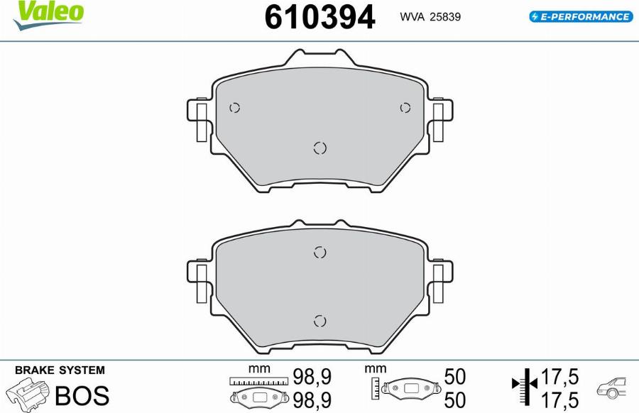 Valeo 610394 - Kit pastiglie freno, Freno a disco autozon.pro