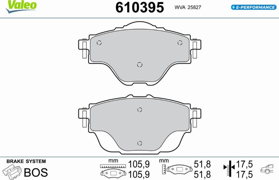 Valeo 610395 - Kit pastiglie freno, Freno a disco autozon.pro