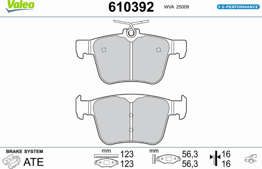 Valeo 610392 - Kit pastiglie freno, Freno a disco autozon.pro