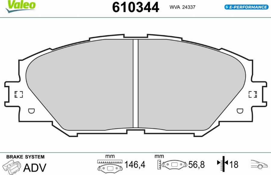 Valeo 610344 - Kit pastiglie freno, Freno a disco autozon.pro