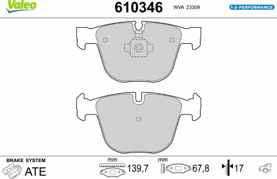 Valeo 610346 - Kit pastiglie freno, Freno a disco autozon.pro