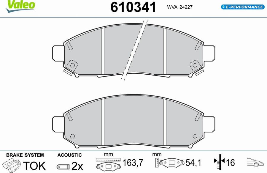 Valeo 610341 - Kit pastiglie freno, Freno a disco autozon.pro