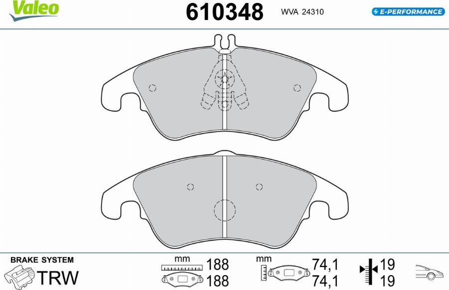 Valeo 610348 - Kit pastiglie freno, Freno a disco autozon.pro