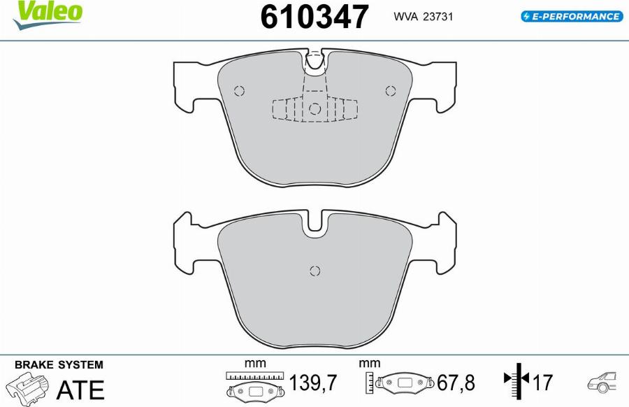 Valeo 610347 - Kit pastiglie freno, Freno a disco autozon.pro