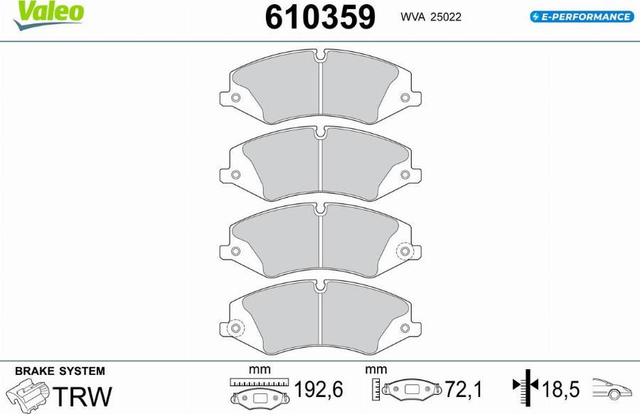 Valeo 610359 - Kit pastiglie freno, Freno a disco autozon.pro