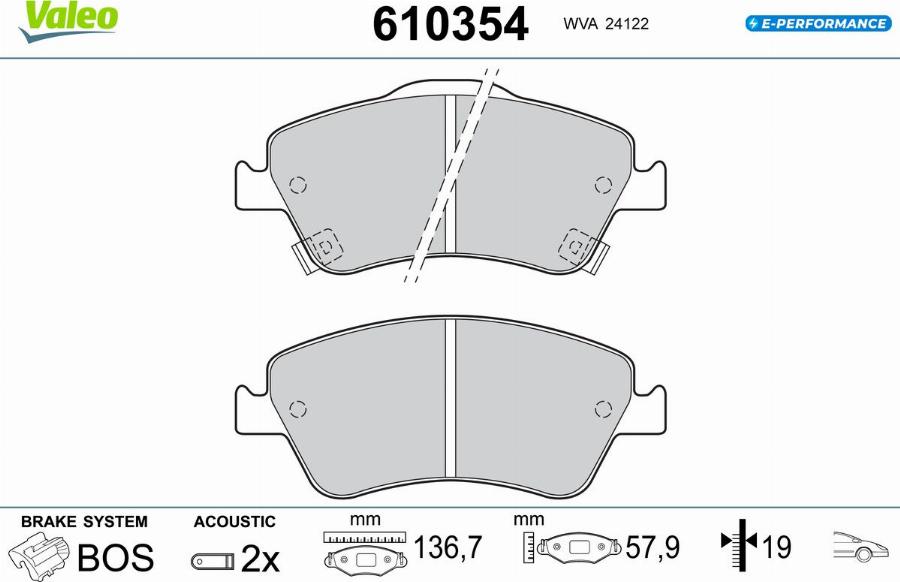 Valeo 610354 - Kit pastiglie freno, Freno a disco autozon.pro