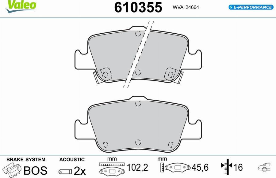 Valeo 610355 - Kit pastiglie freno, Freno a disco autozon.pro