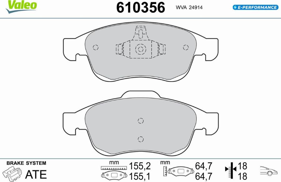 Valeo 610356 - Kit pastiglie freno, Freno a disco autozon.pro