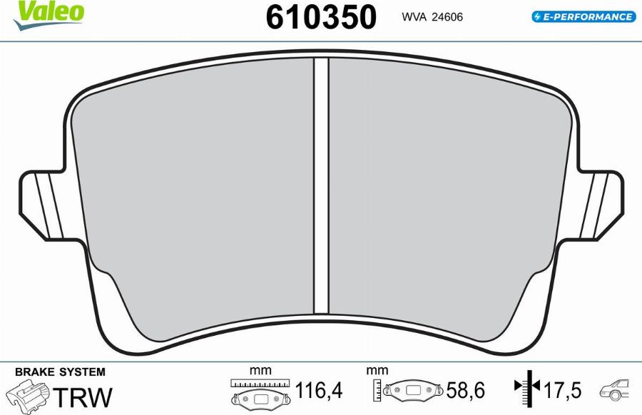 Valeo 610350 - Kit pastiglie freno, Freno a disco autozon.pro