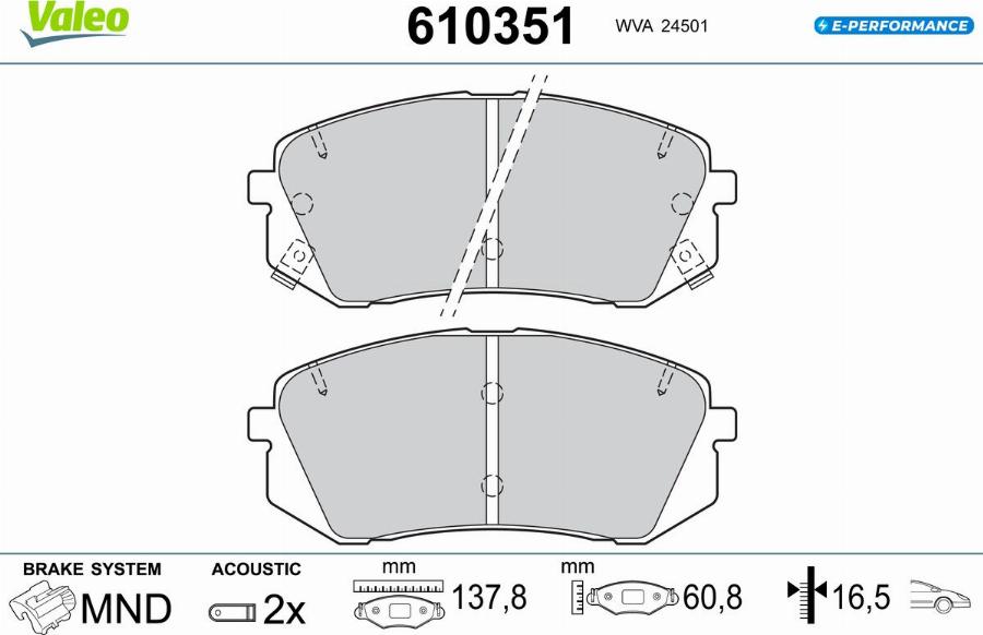 Valeo 610351 - Kit pastiglie freno, Freno a disco autozon.pro