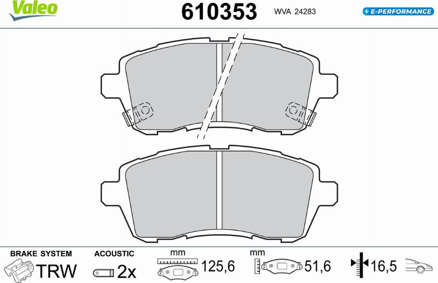 Valeo 610353 - Kit pastiglie freno, Freno a disco autozon.pro