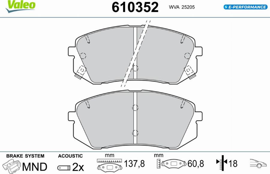 Valeo 610352 - Kit pastiglie freno, Freno a disco autozon.pro