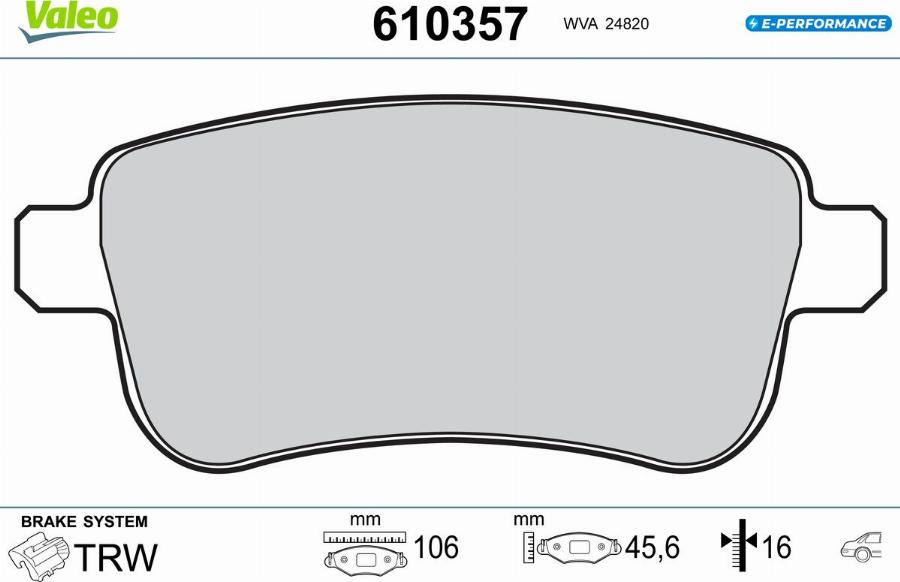 Valeo 610357 - Kit pastiglie freno, Freno a disco autozon.pro