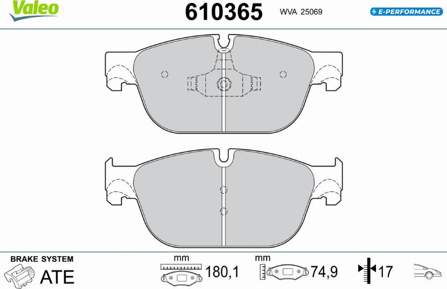 Valeo 610365 - Kit pastiglie freno, Freno a disco autozon.pro