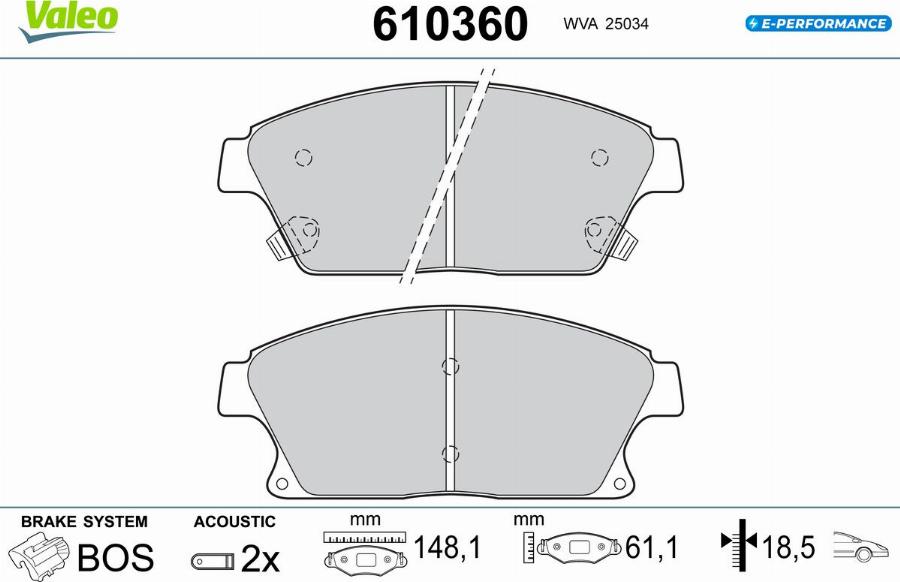 Valeo 610360 - Kit pastiglie freno, Freno a disco autozon.pro