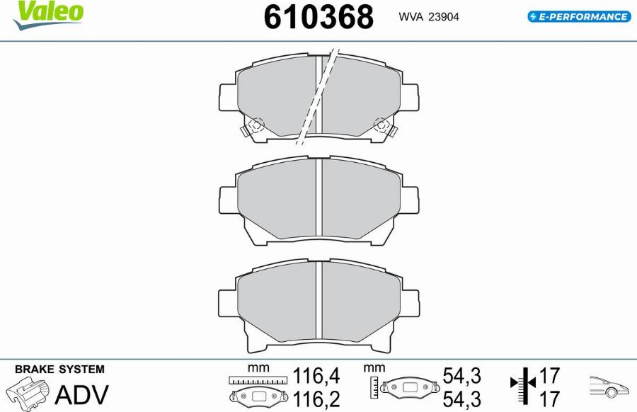 Valeo 610368 - Kit pastiglie freno, Freno a disco autozon.pro