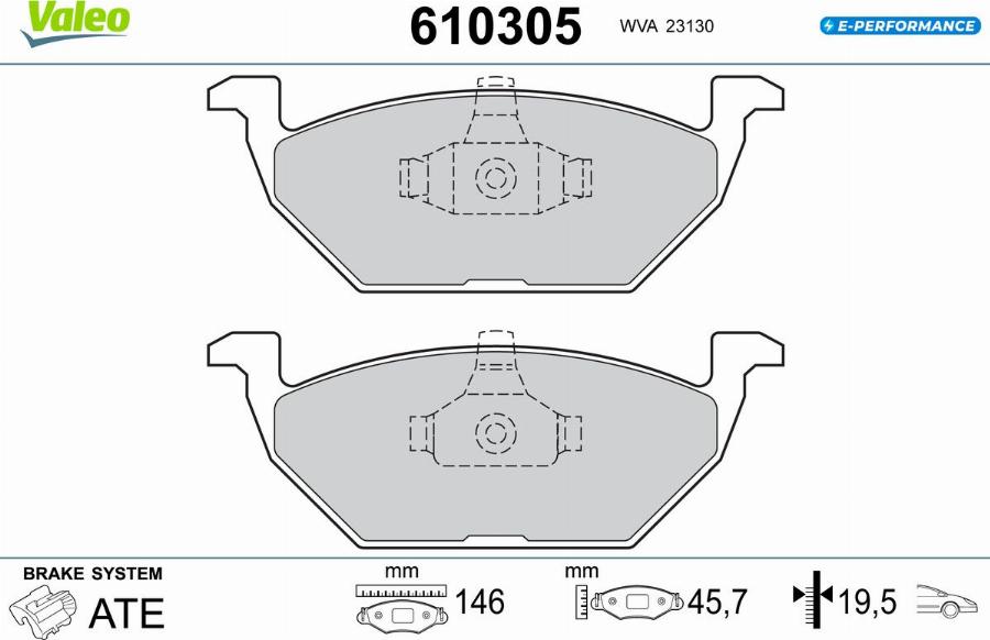 Valeo 610305 - Kit pastiglie freno, Freno a disco autozon.pro