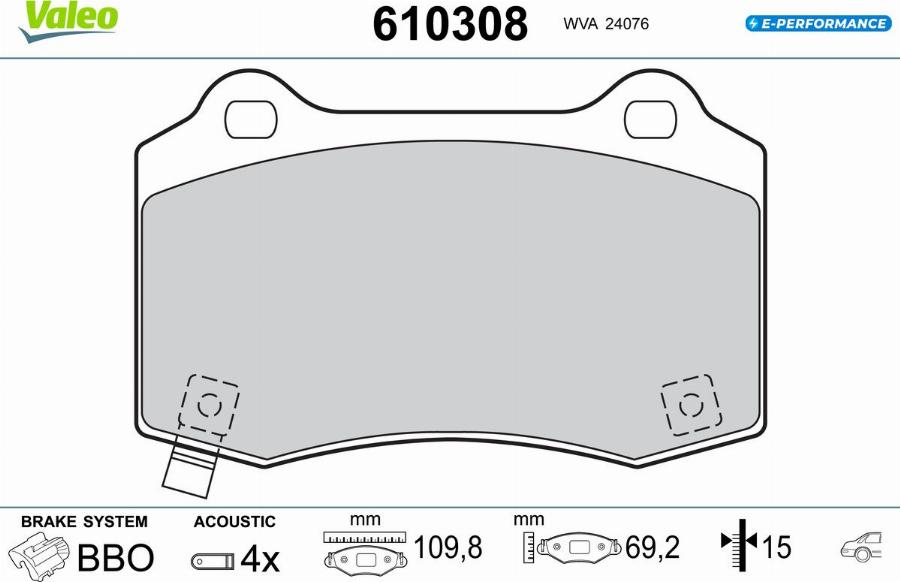 Valeo 610308 - Kit pastiglie freno, Freno a disco autozon.pro