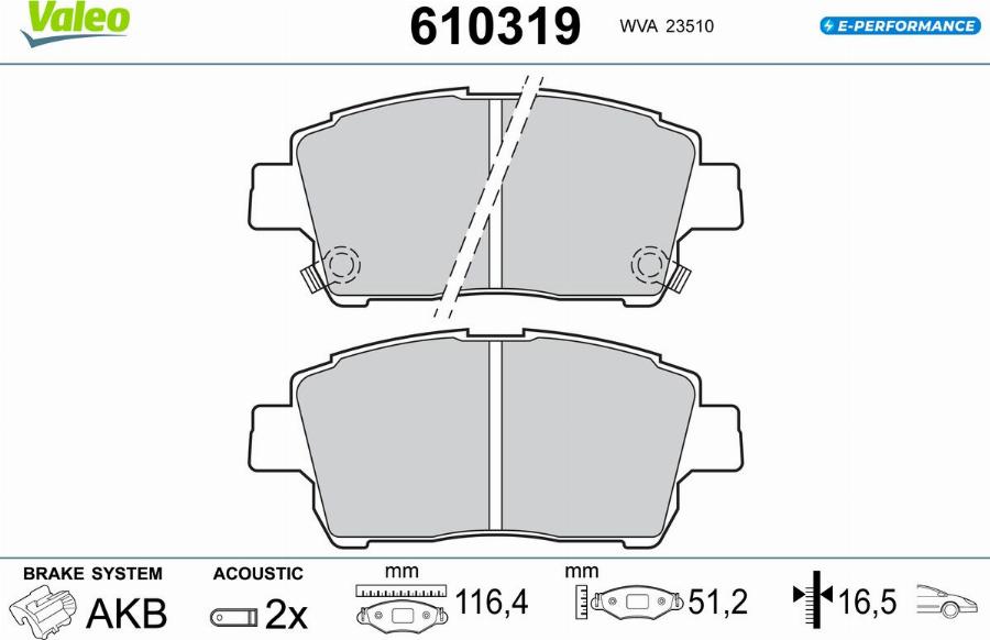 Valeo 610319 - Kit pastiglie freno, Freno a disco autozon.pro