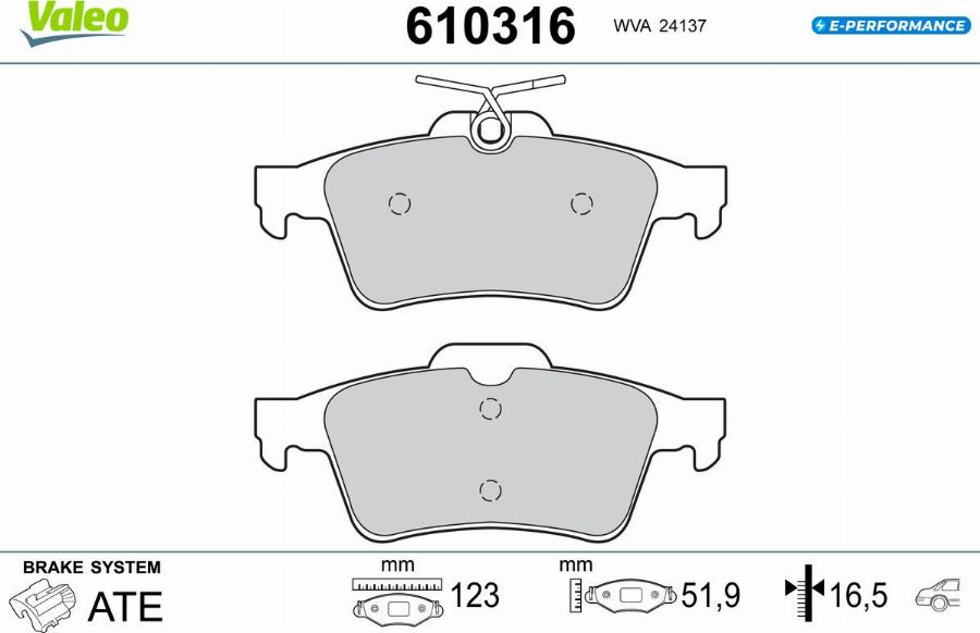 Valeo 610316 - Kit pastiglie freno, Freno a disco autozon.pro