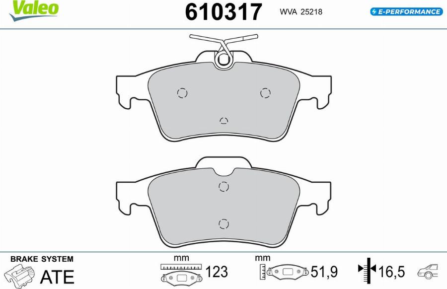 Valeo 610317 - Kit pastiglie freno, Freno a disco autozon.pro