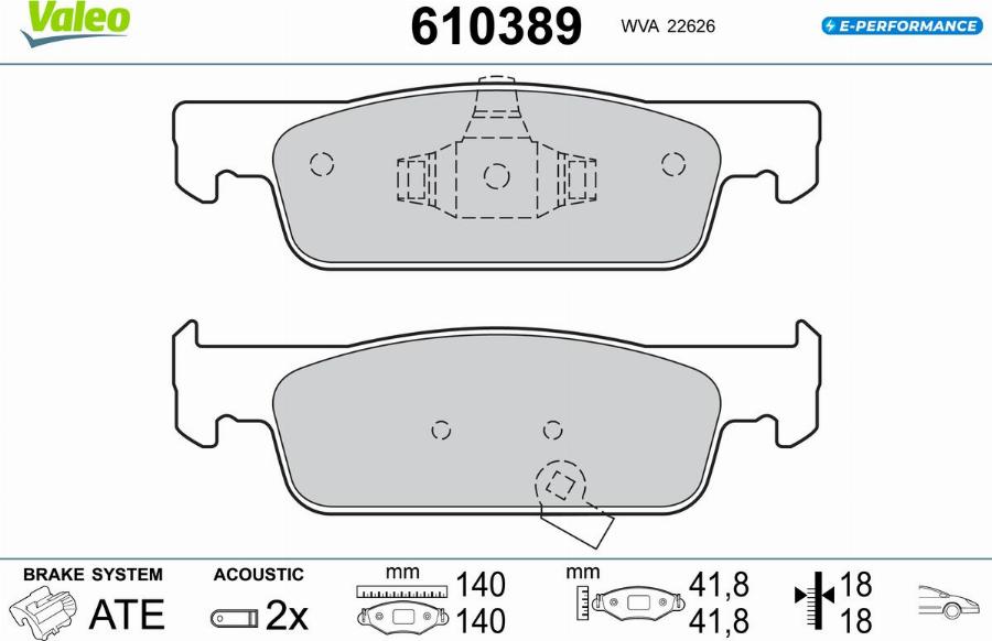 Valeo 610389 - Kit pastiglie freno, Freno a disco autozon.pro