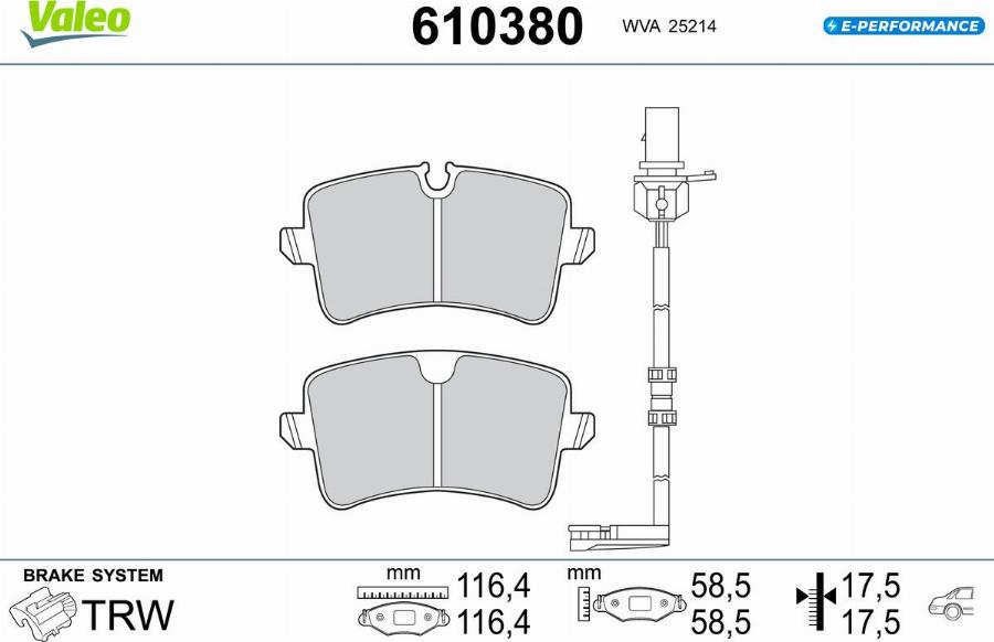 Valeo 610380 - Kit pastiglie freno, Freno a disco autozon.pro