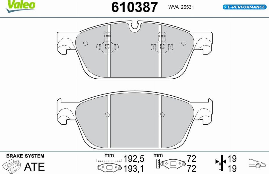 Valeo 610387 - Kit pastiglie freno, Freno a disco autozon.pro