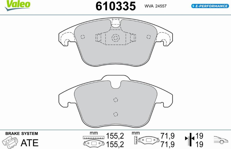 Valeo 610335 - Kit pastiglie freno, Freno a disco autozon.pro