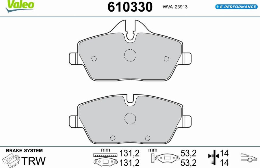 Valeo 610330 - Kit pastiglie freno, Freno a disco autozon.pro