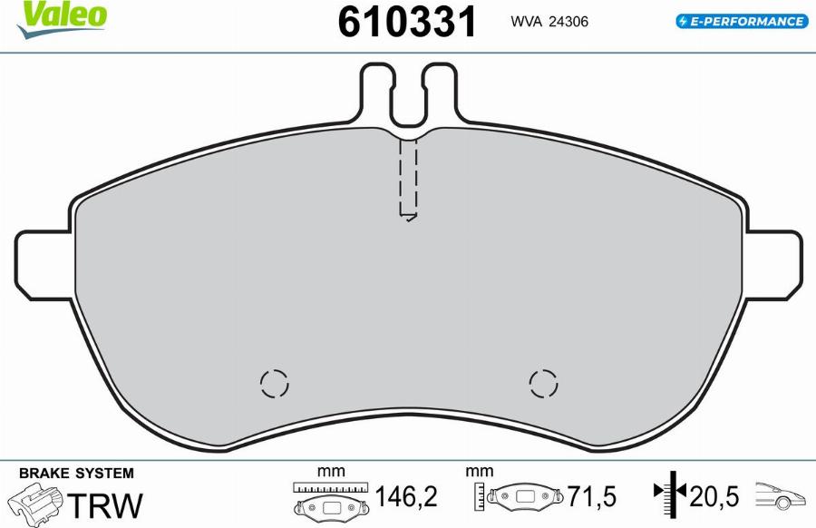 Valeo 610331 - Kit pastiglie freno, Freno a disco autozon.pro