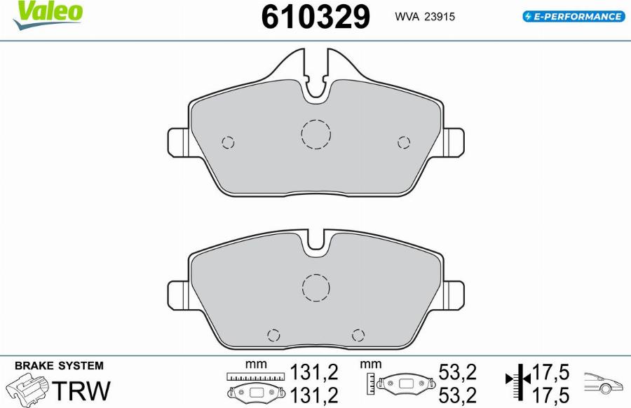 Valeo 610329 - Kit pastiglie freno, Freno a disco autozon.pro