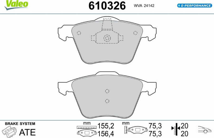 Valeo 610326 - Kit pastiglie freno, Freno a disco autozon.pro