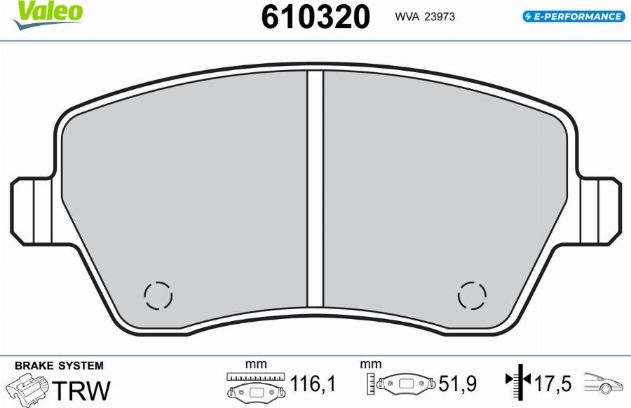 Valeo 610320 - Kit pastiglie freno, Freno a disco autozon.pro