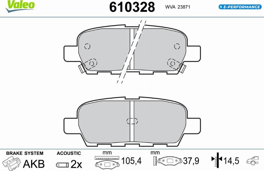 Valeo 610328 - Kit pastiglie freno, Freno a disco autozon.pro