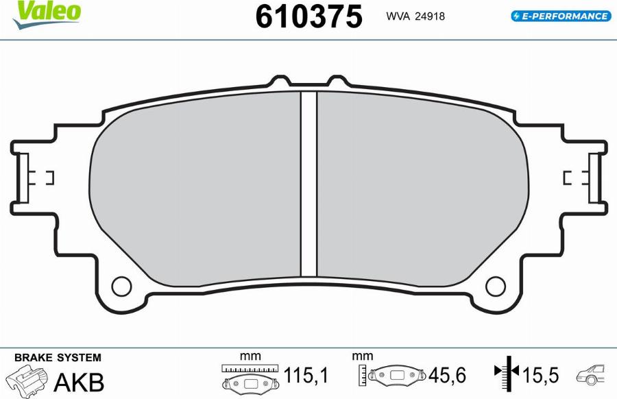 Valeo 610375 - Kit pastiglie freno, Freno a disco autozon.pro