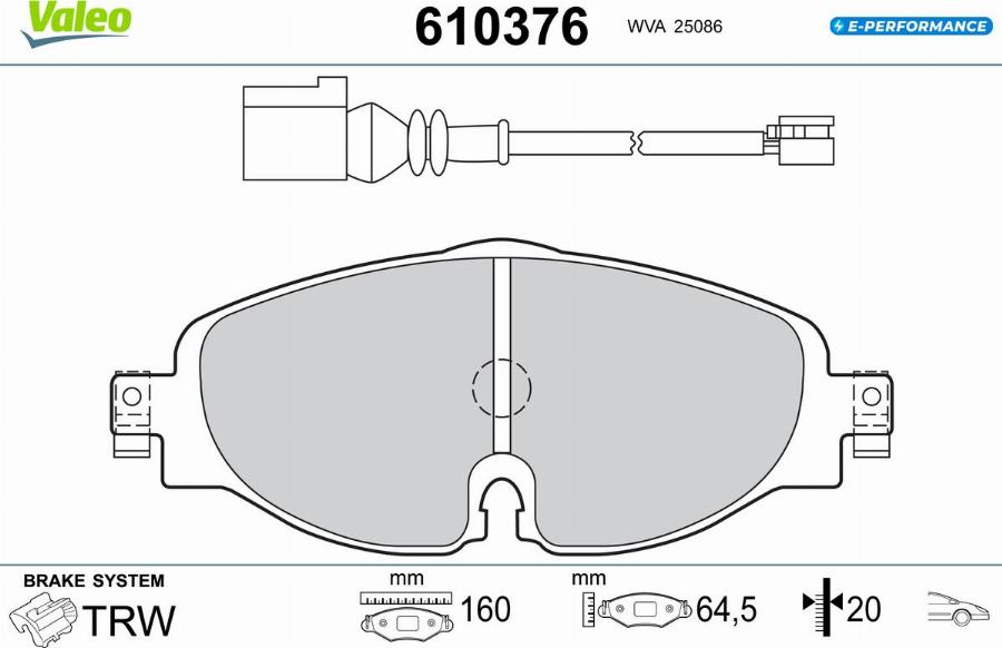 Valeo 610376 - Kit pastiglie freno, Freno a disco autozon.pro