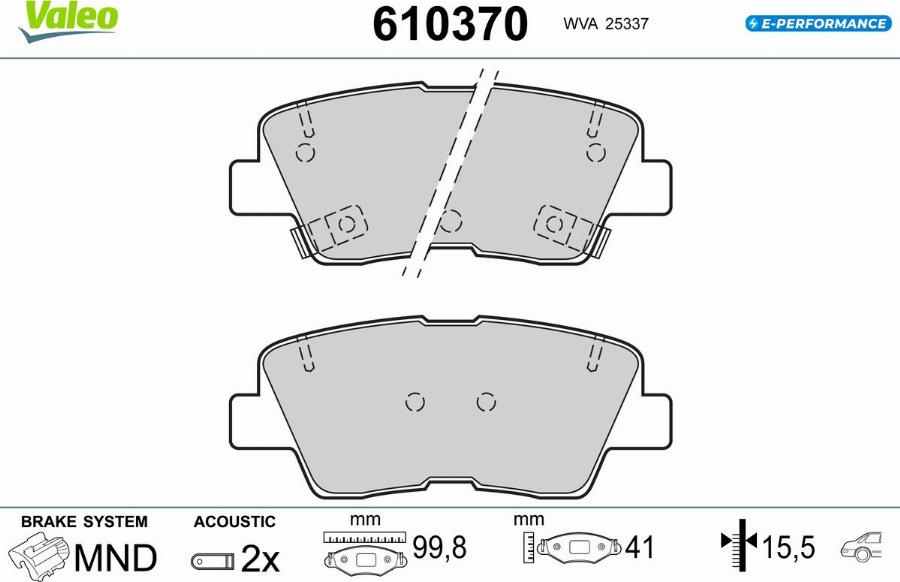 Valeo 610370 - Kit pastiglie freno, Freno a disco autozon.pro