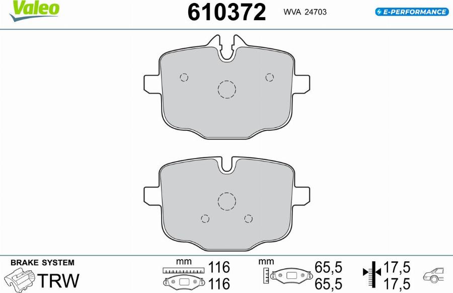 Valeo 610372 - Kit pastiglie freno, Freno a disco autozon.pro