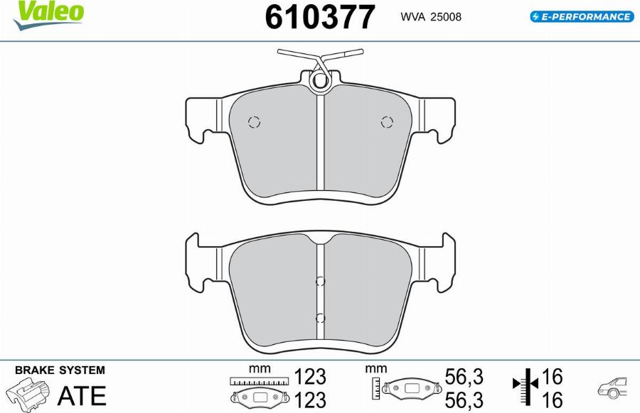 Valeo 610377 - Kit pastiglie freno, Freno a disco autozon.pro