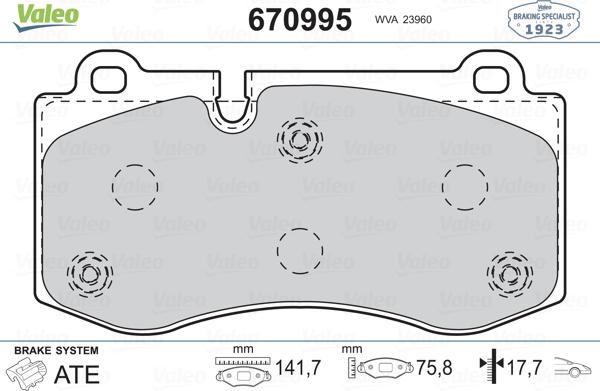 Valeo 670995 - Kit pastiglie freno, Freno a disco autozon.pro