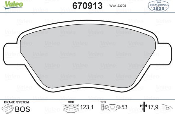 Valeo 670913 - Kit pastiglie freno, Freno a disco autozon.pro