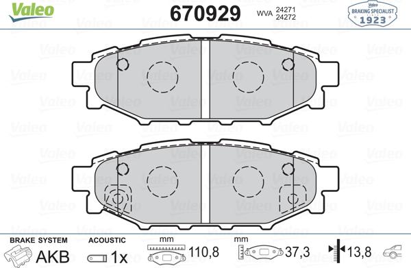 Valeo 670929 - Kit pastiglie freno, Freno a disco autozon.pro